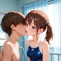 スク水サイドポニー女子　医務室で手コキ 3枚目