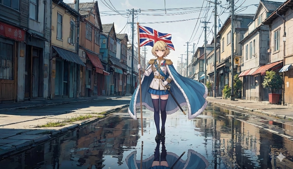 街と水たまり、栄光ちゃん (今日の栄光ちゃん13)