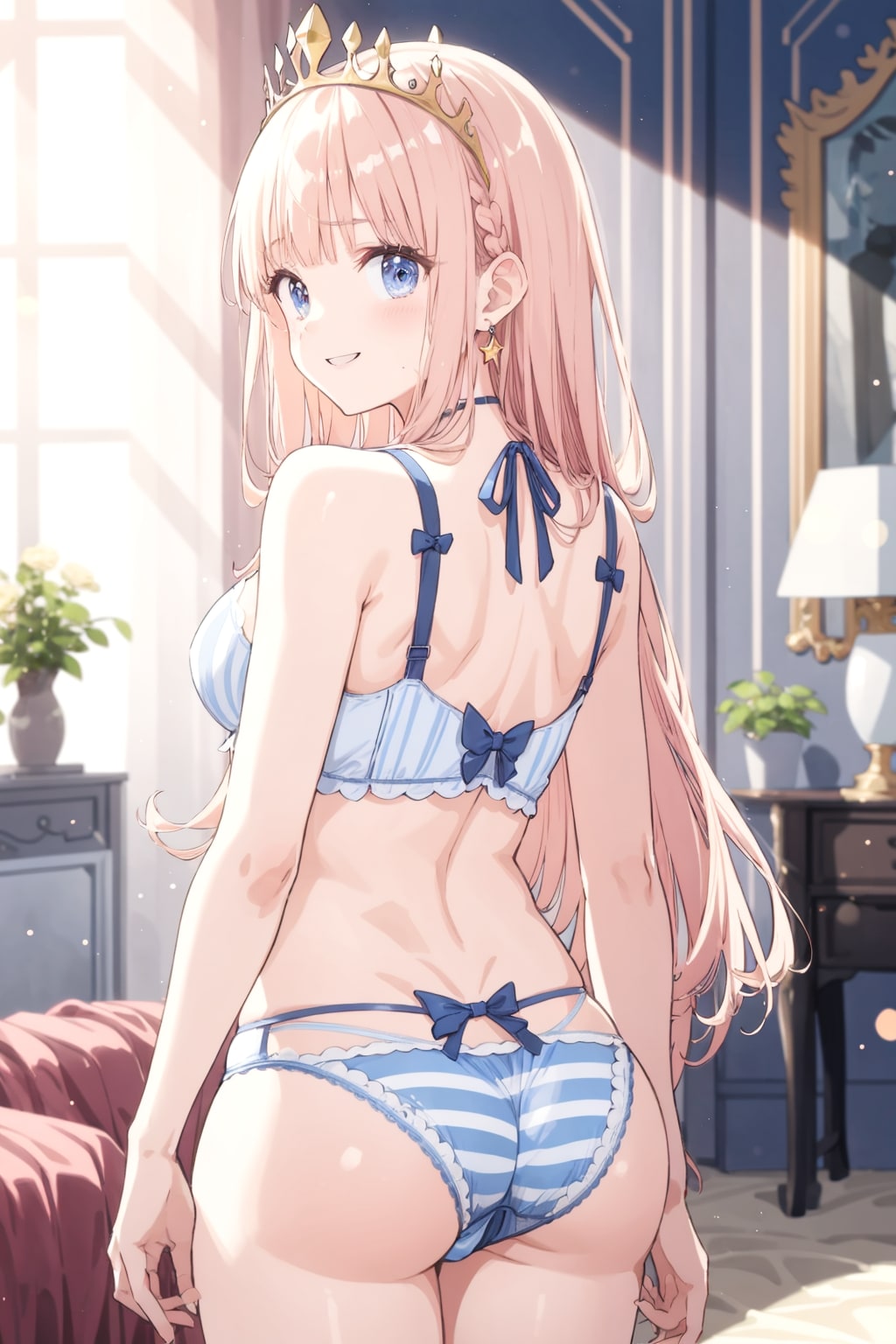 お嬢様の縞パン