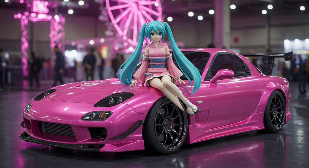 初音ミクとピンクFD3S