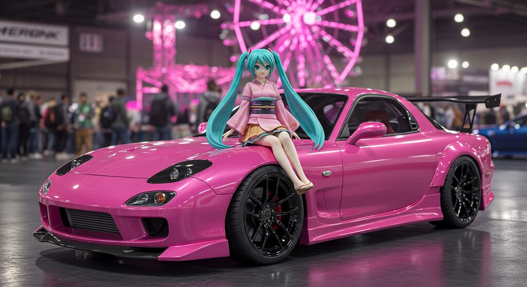 初音ミクとピンクFD3S