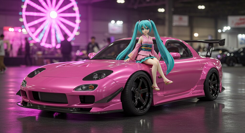 初音ミクとピンクFD3S