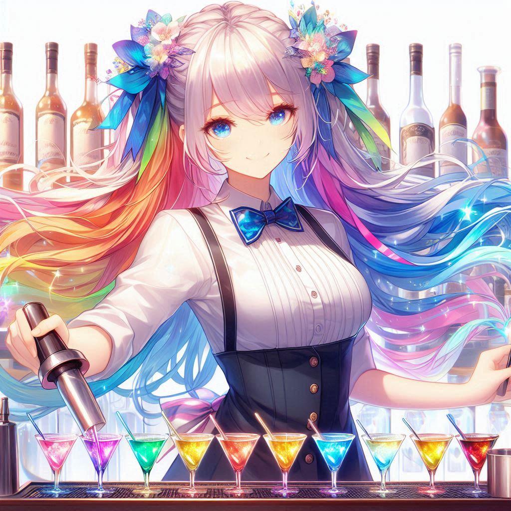 カラフルなバーメイドさん