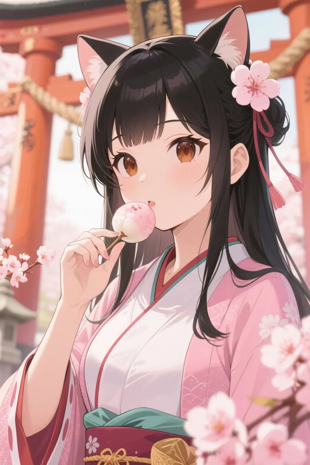 お餅を食べるさくらちゃん