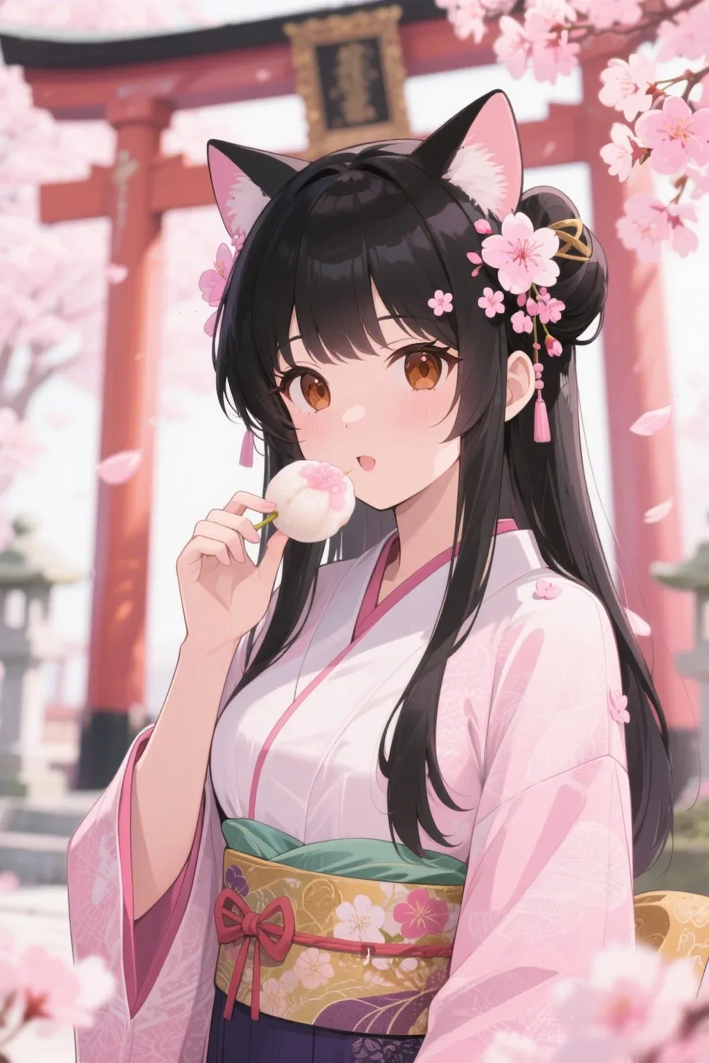 お餅を食べるさくらちゃん