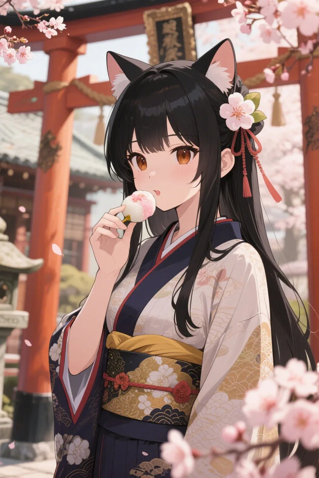 お餅を食べるさくらちゃん