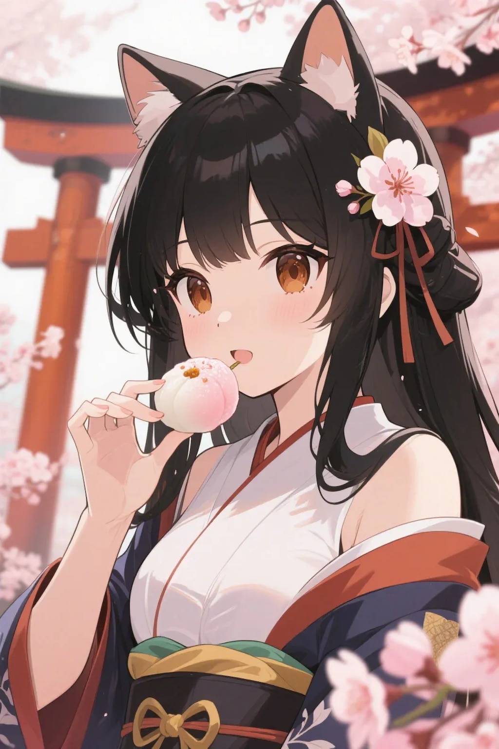 お餅を食べるさくらちゃん