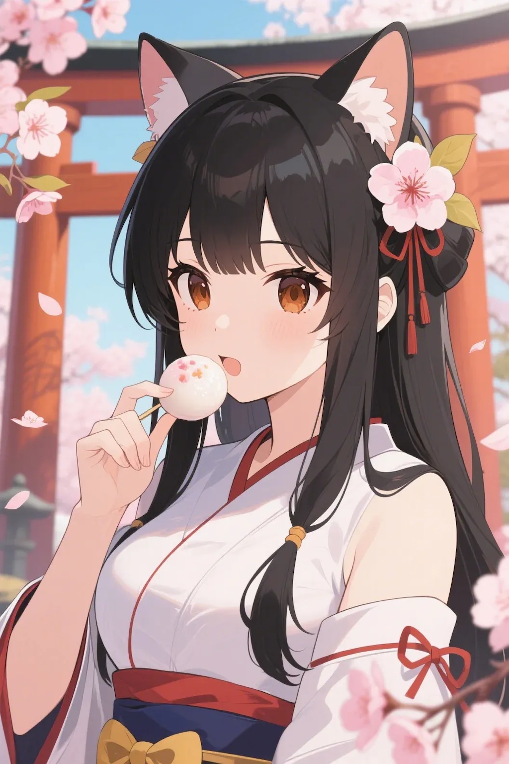 お餅を食べるさくらちゃん