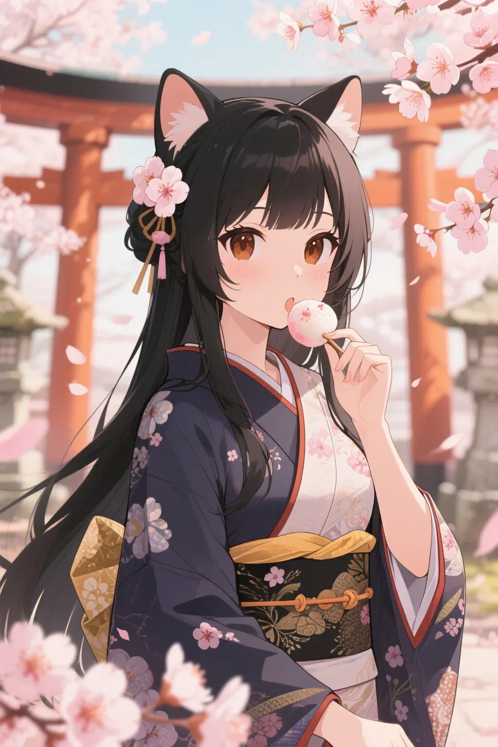 お餅を食べるさくらちゃん