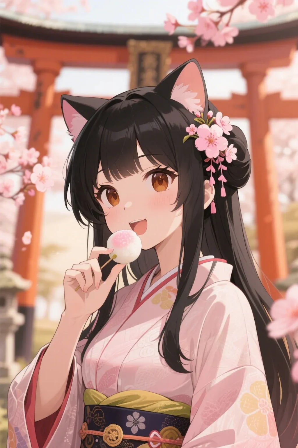 お餅を食べるさくらちゃん