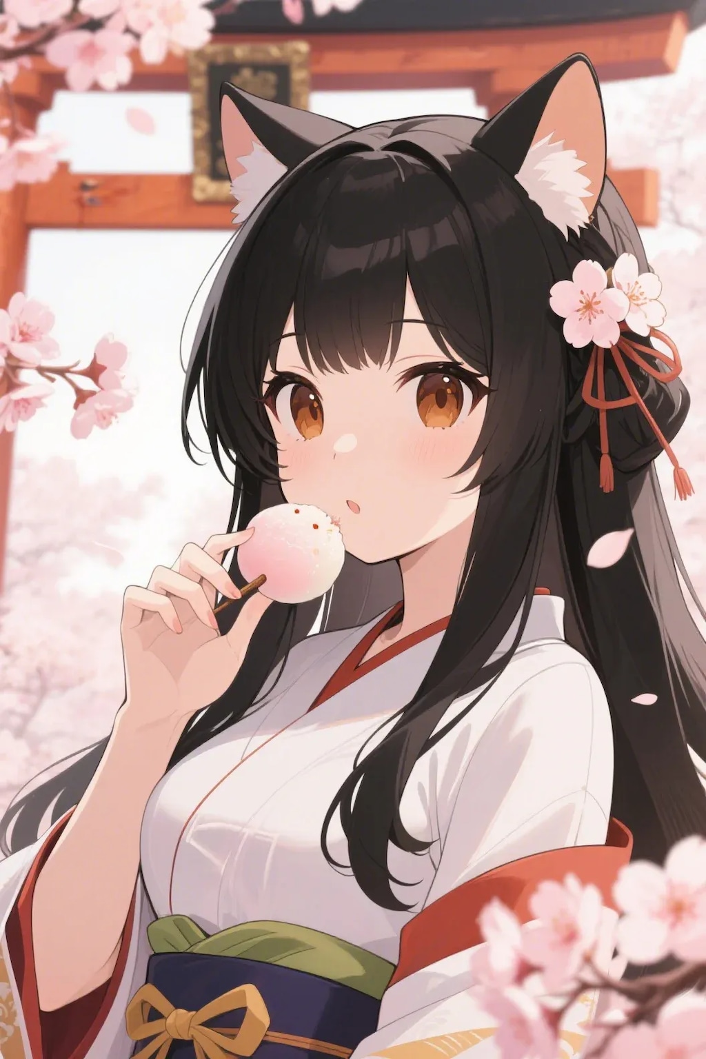 お餅を食べるさくらちゃん