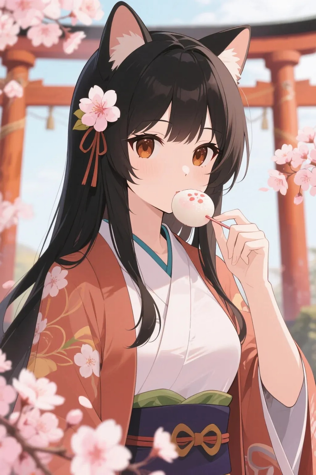 お餅を食べるさくらちゃん