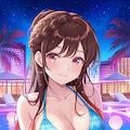 PixAIでハワイアンズ編ビキニでハートマークな千鶴👙🌃❤️ 3枚目