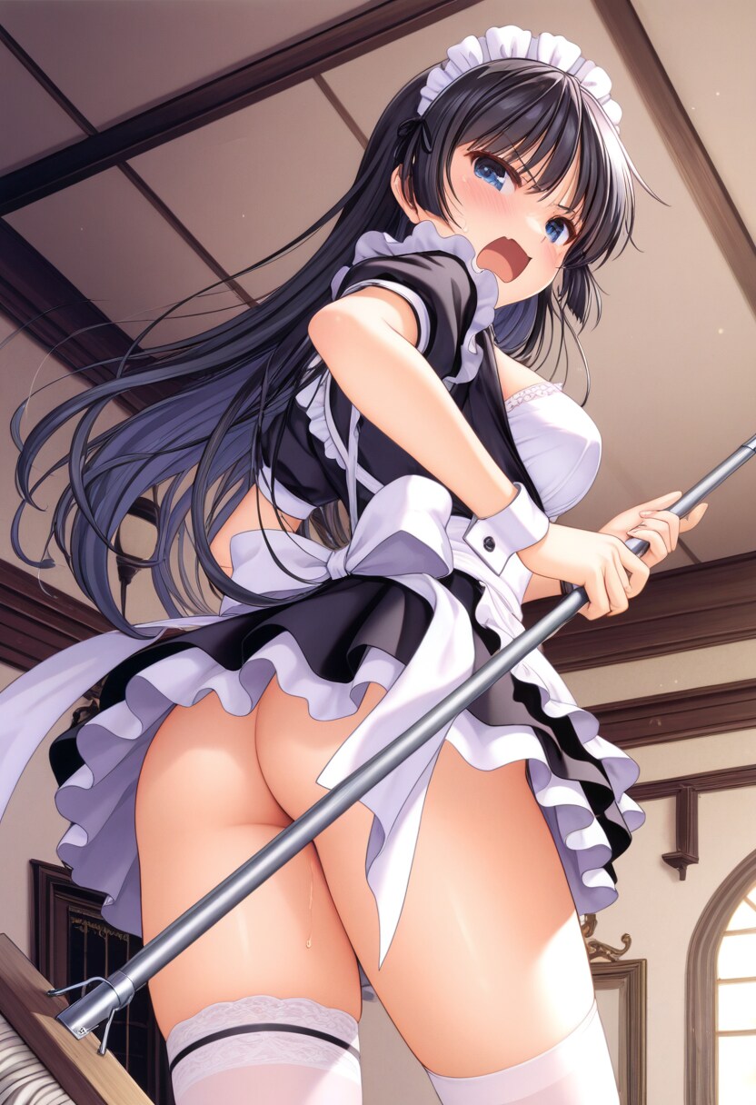 モップの柄で隠す