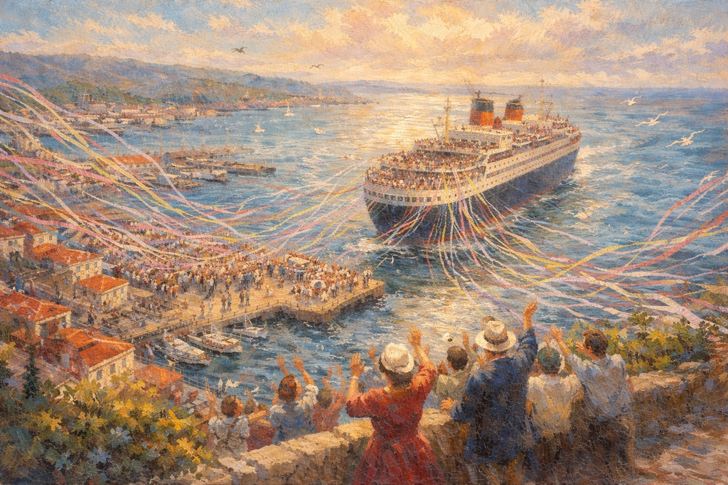 客船の見送り風景