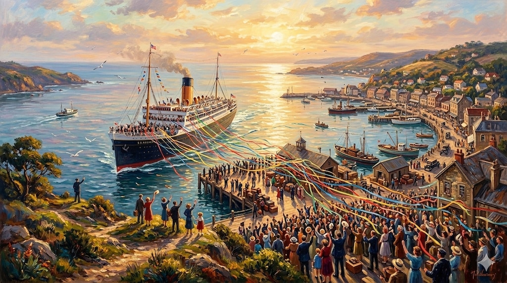 客船の見送り風景