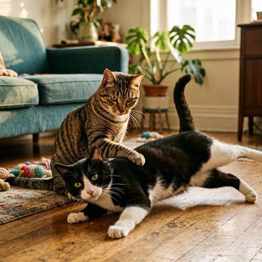 撫でる猫