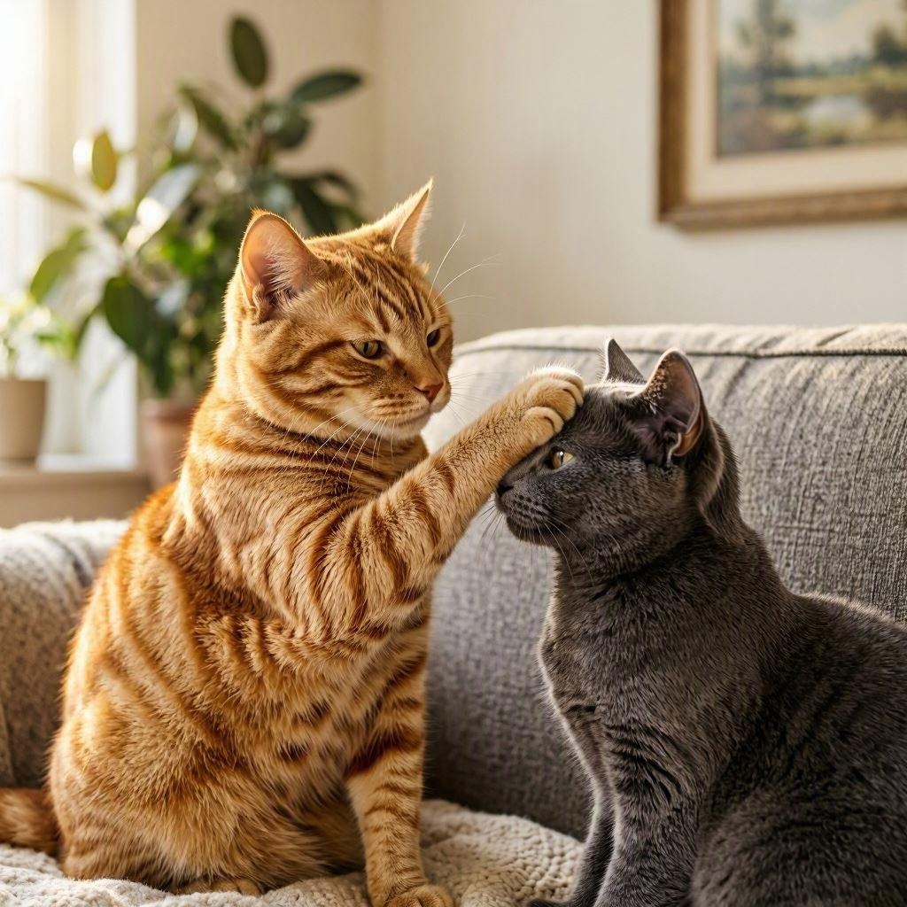 撫でる猫
