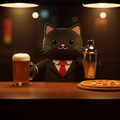 黒猫バーテンダーがビヤーとピザでおもてなし 4枚目