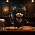 黒猫バーテンダーがビヤーとピザでおもてなし 3枚目