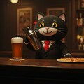 黒猫バーテンダーがビヤーとピザでおもてなし 2枚目