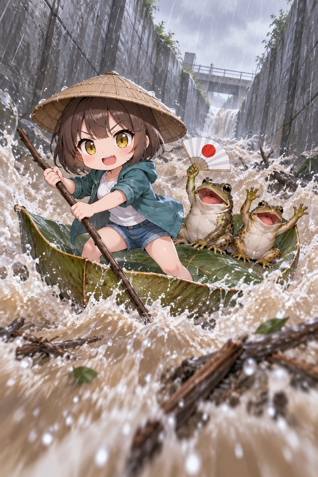 雨の急流下り。
