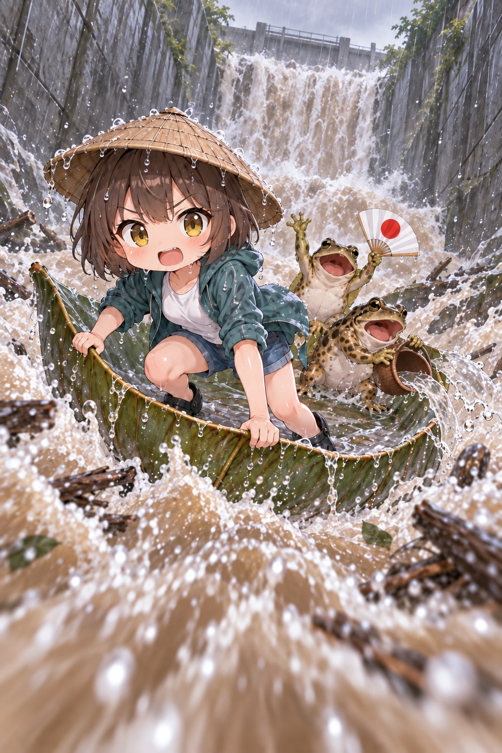雨の急流下り。