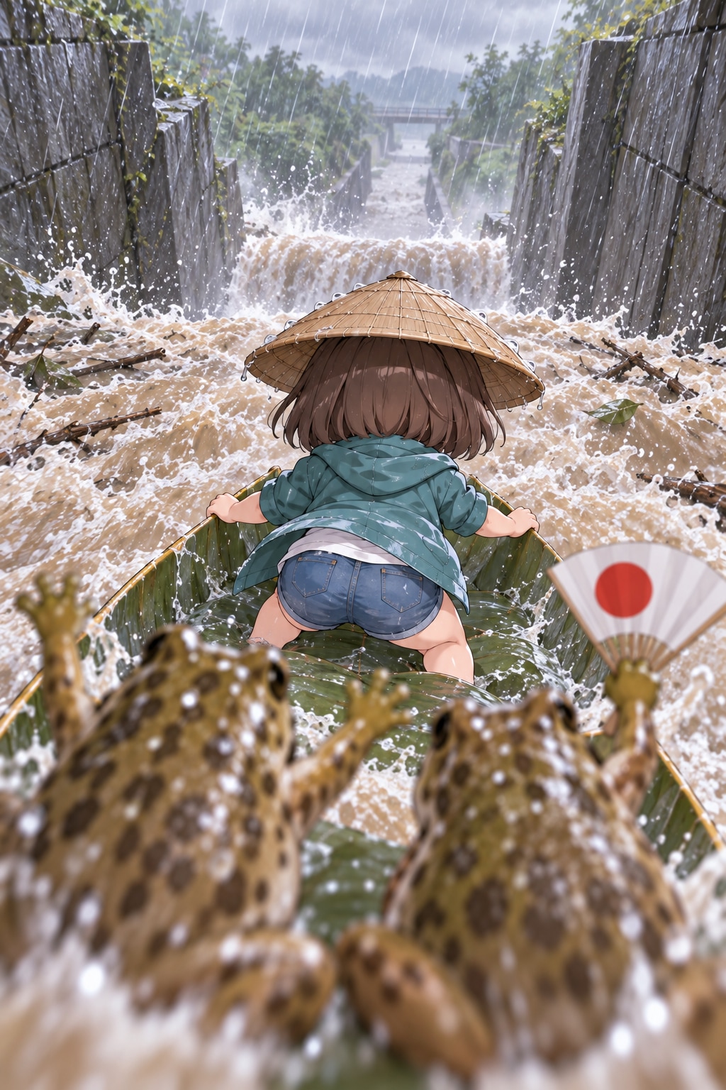 雨の急流下り。
