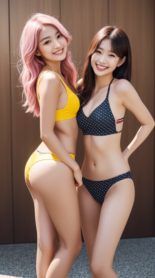 水着女性のペア
