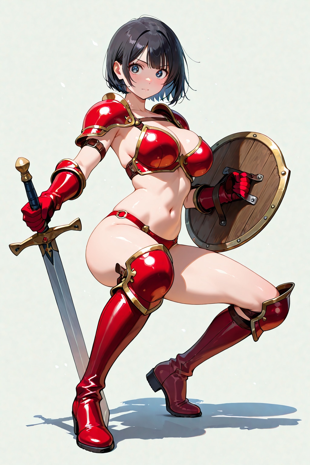 赤ビキニアーマー黒髪ガール