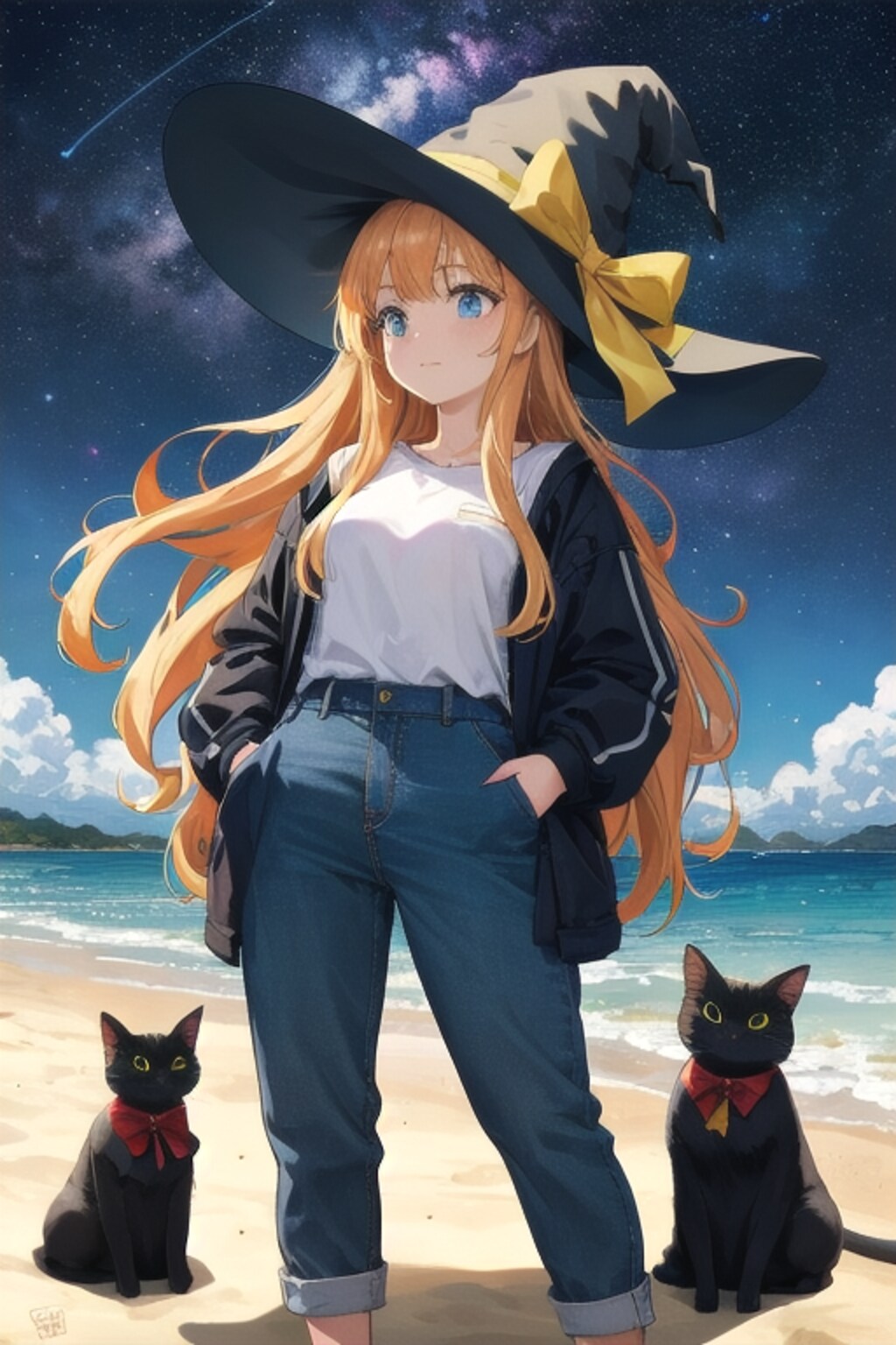 砂浜の魔女と猫