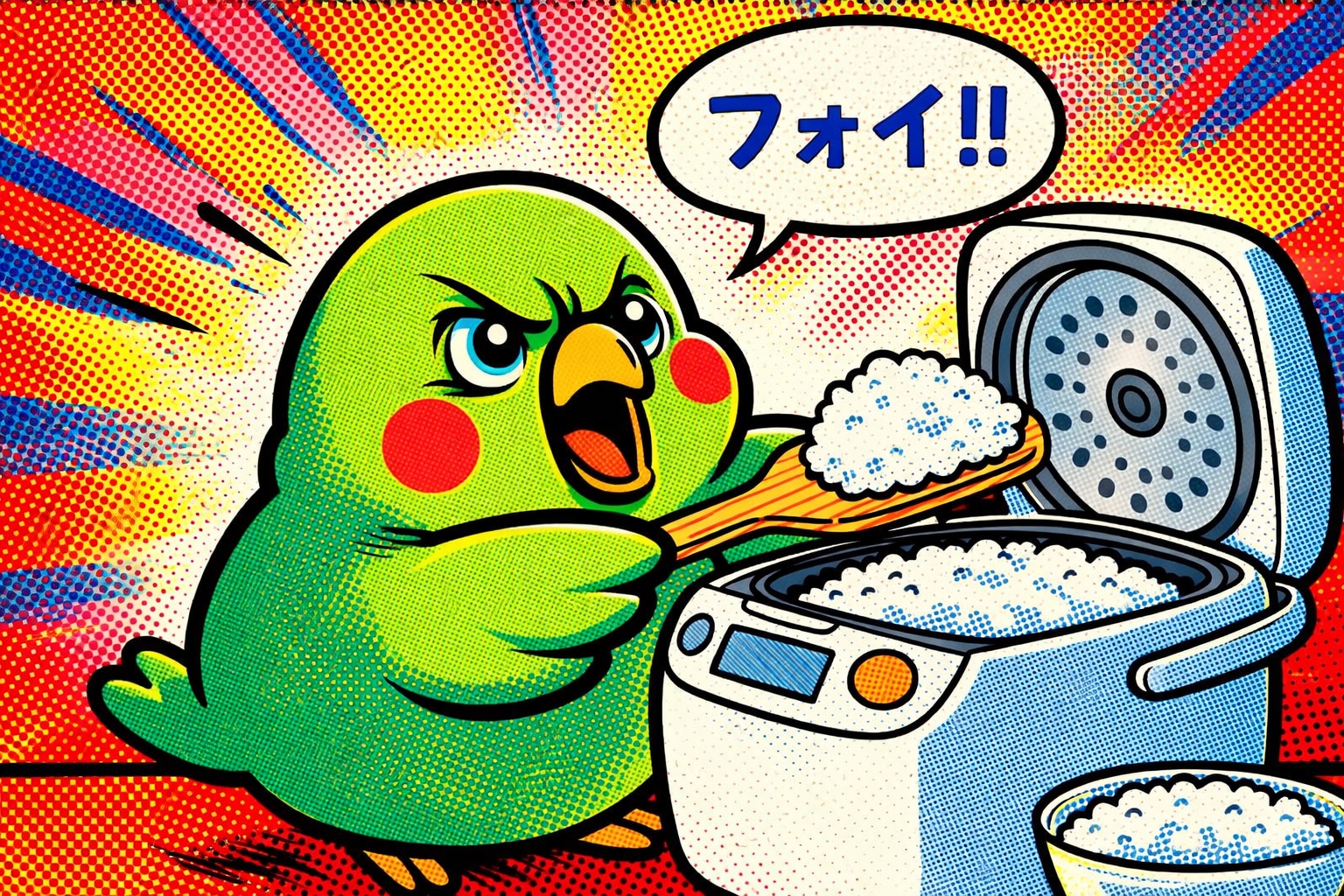 ご飯とポップアートインコ | の人気AIイラスト・グラビア