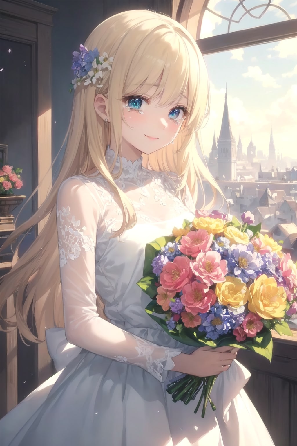 花束を手に彼女は