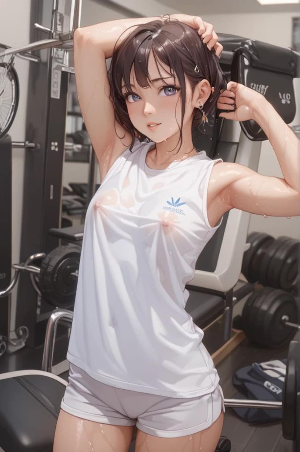 透け透けノーブラTシャツな女の子