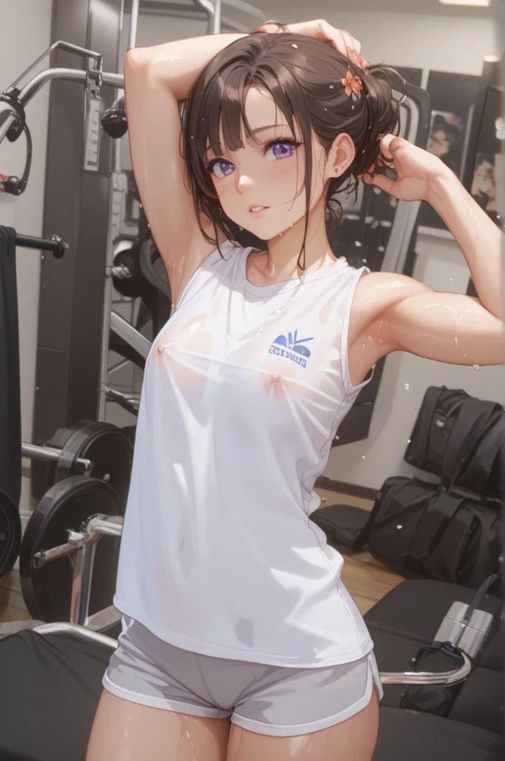 透け透けノーブラTシャツな女の子