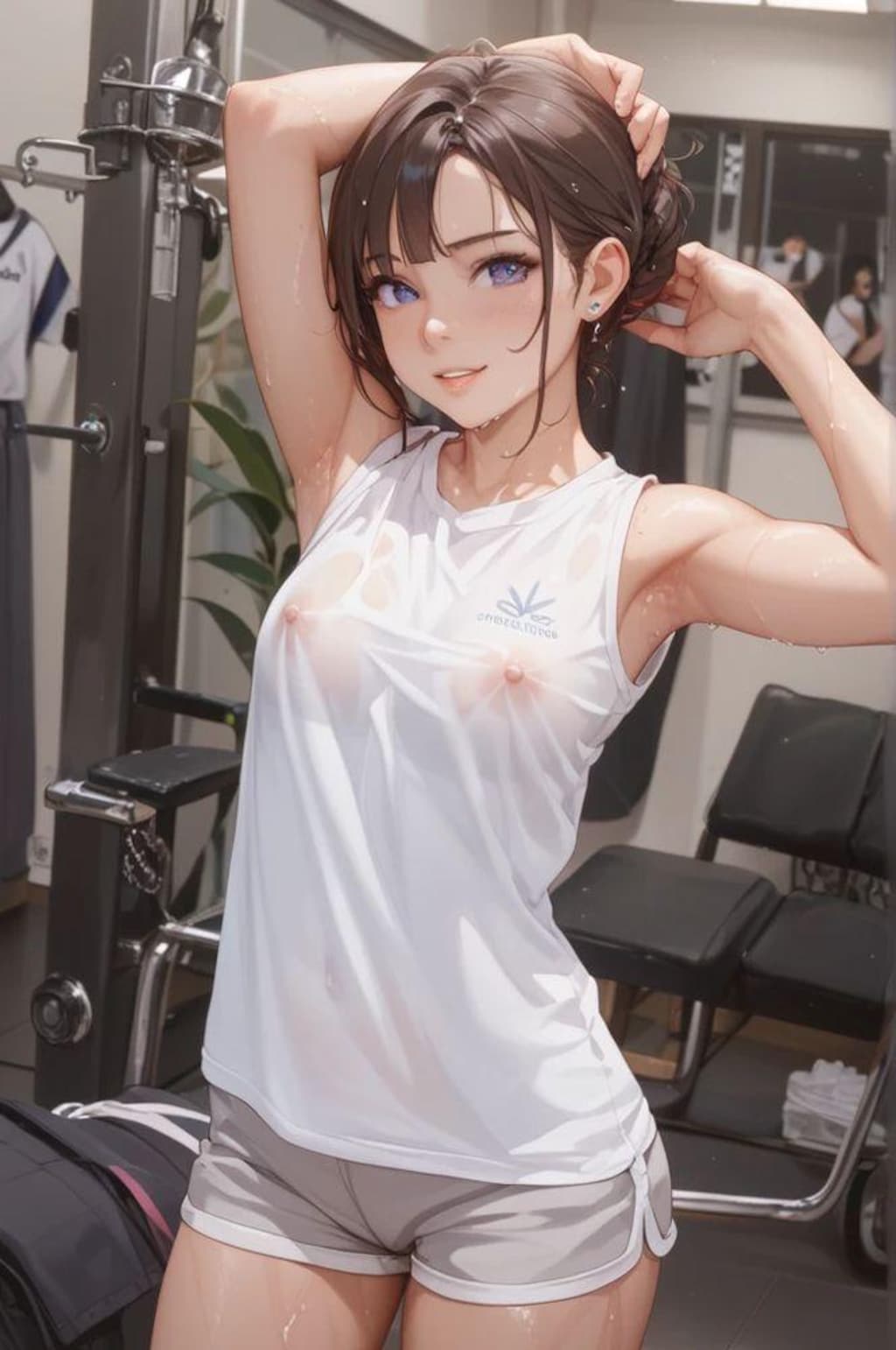 透け透けノーブラTシャツな女の子