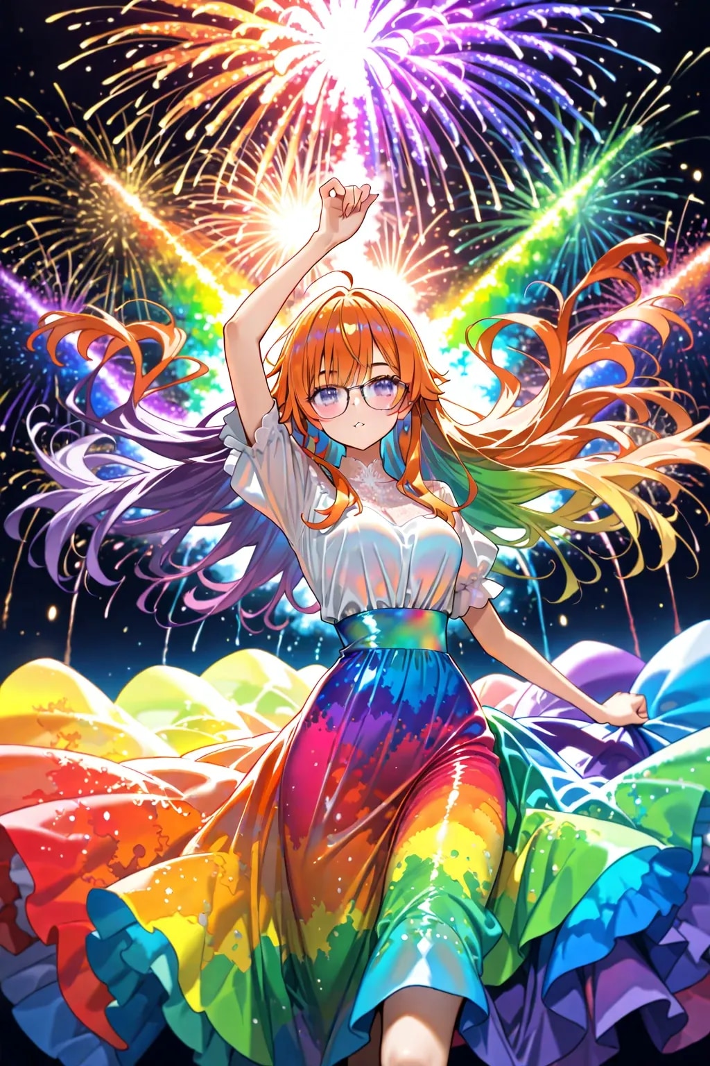 虹にも負けず　夜の花火にも負けない