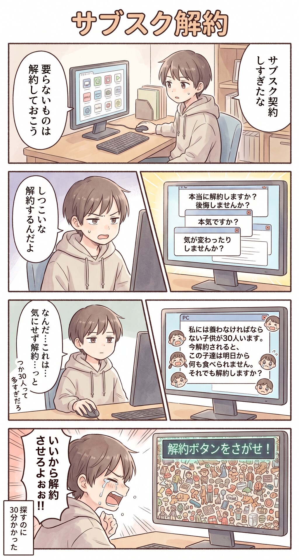 #92 ゆる日常4コマ「サブスク解約」