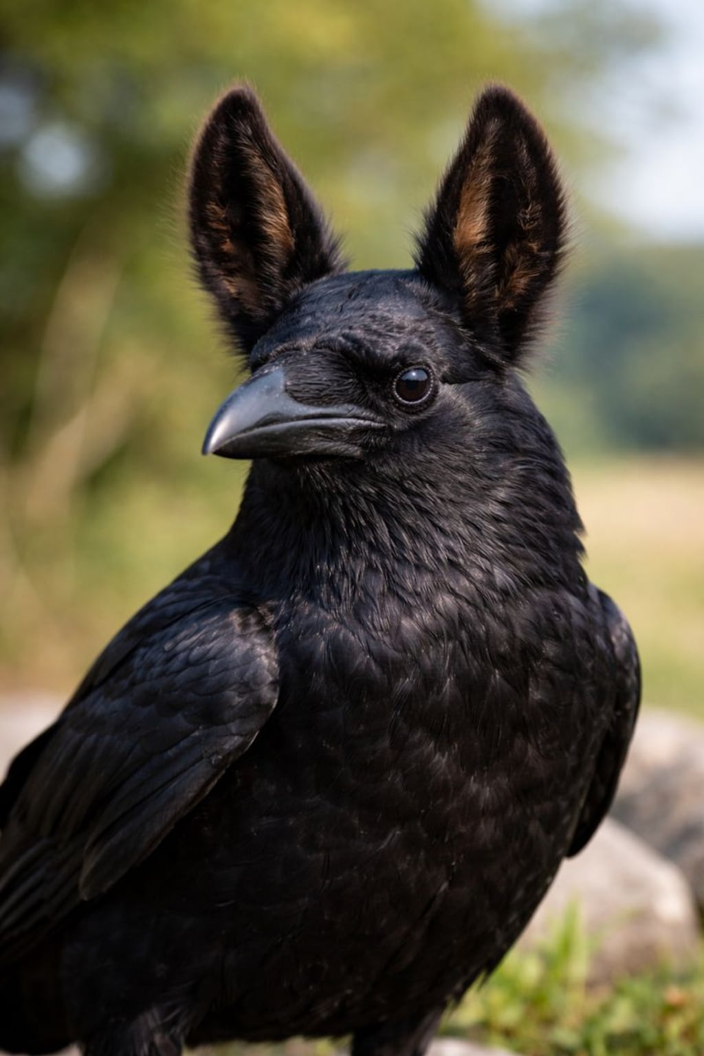 馬の耳が生えたカラス
