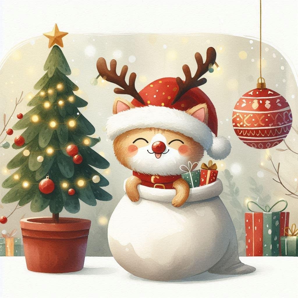 🐱もふもふトナカイ猫サンタ🎅