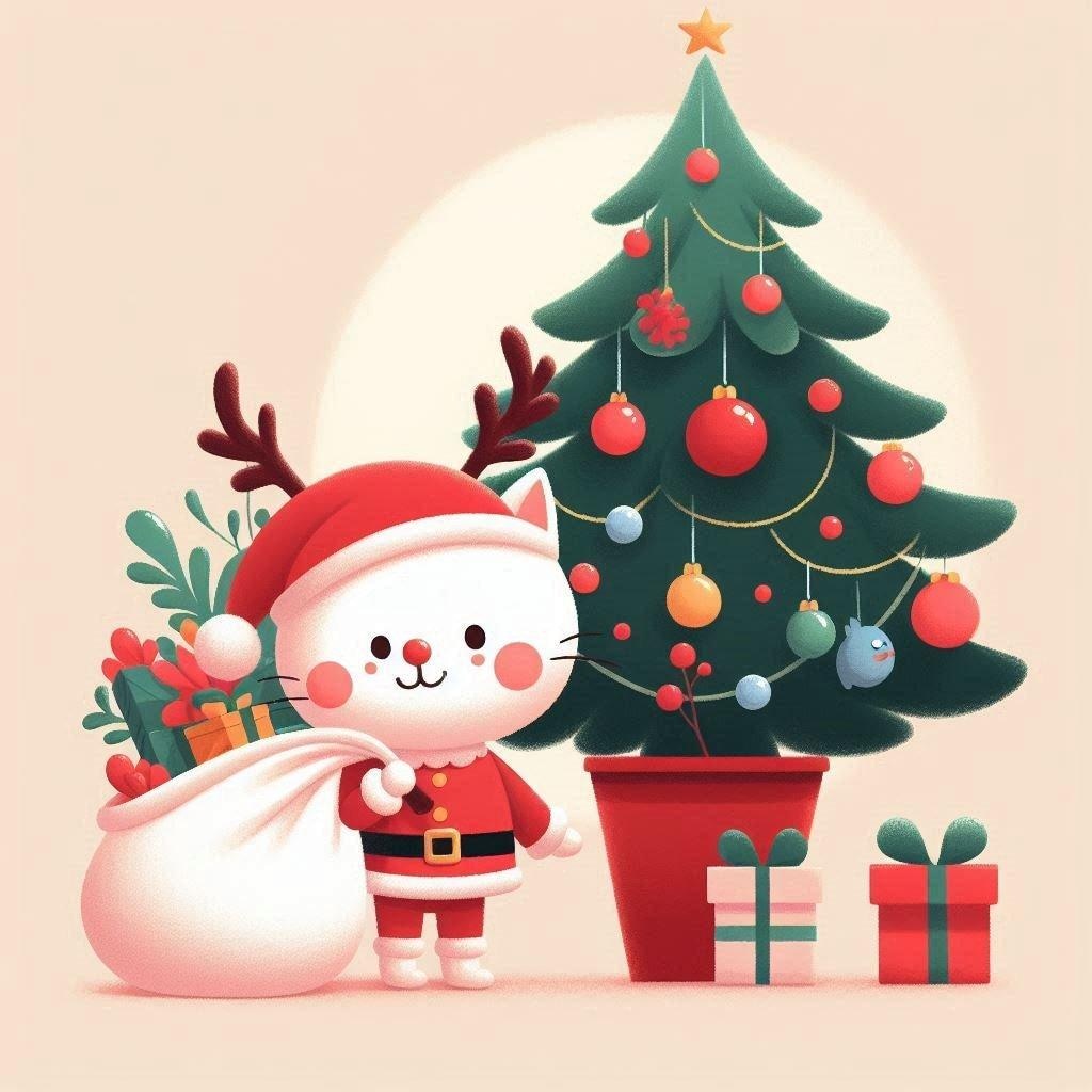 🐱もふもふトナカイ猫サンタ🎅