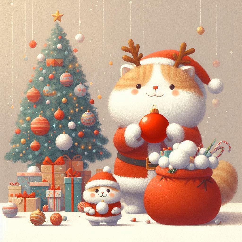 🐱もふもふトナカイ猫サンタ🎅