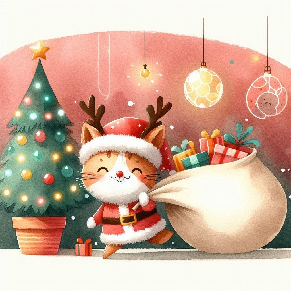 🐱もふもふトナカイ猫サンタ🎅