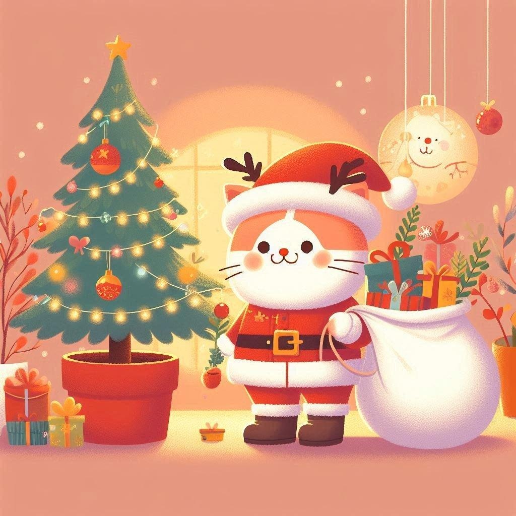 🐱もふもふトナカイ猫サンタ🎅