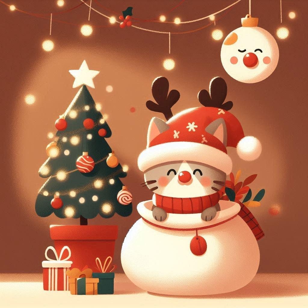 🐱もふもふトナカイ猫サンタ🎅
