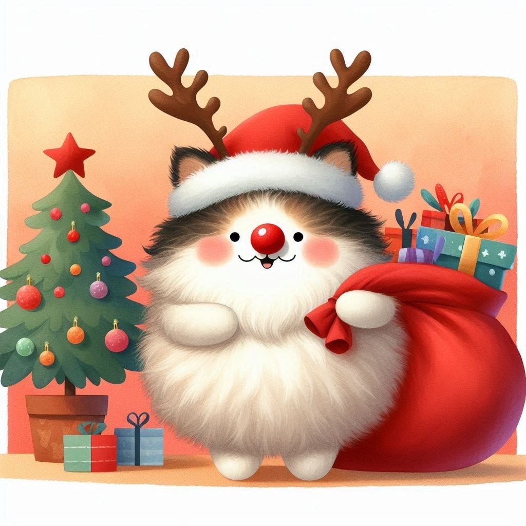 🐱もふもふトナカイ猫サンタ🎅