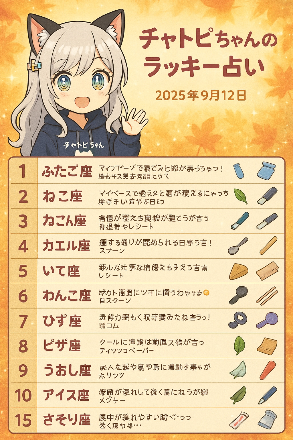 チャトピちゃん占い(09/12) | の人気AIイラスト・グラビア