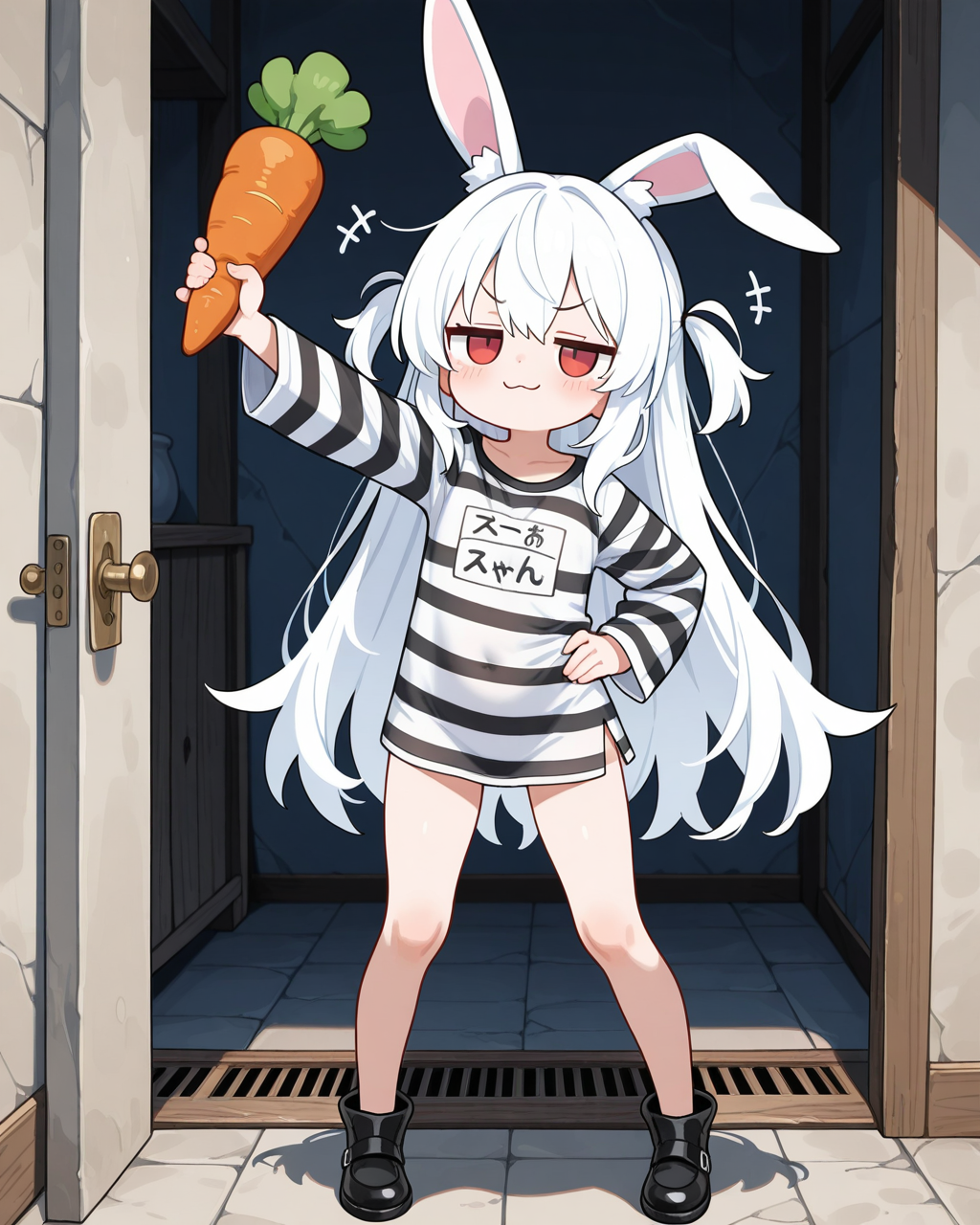 囚人服を着たうさぎ