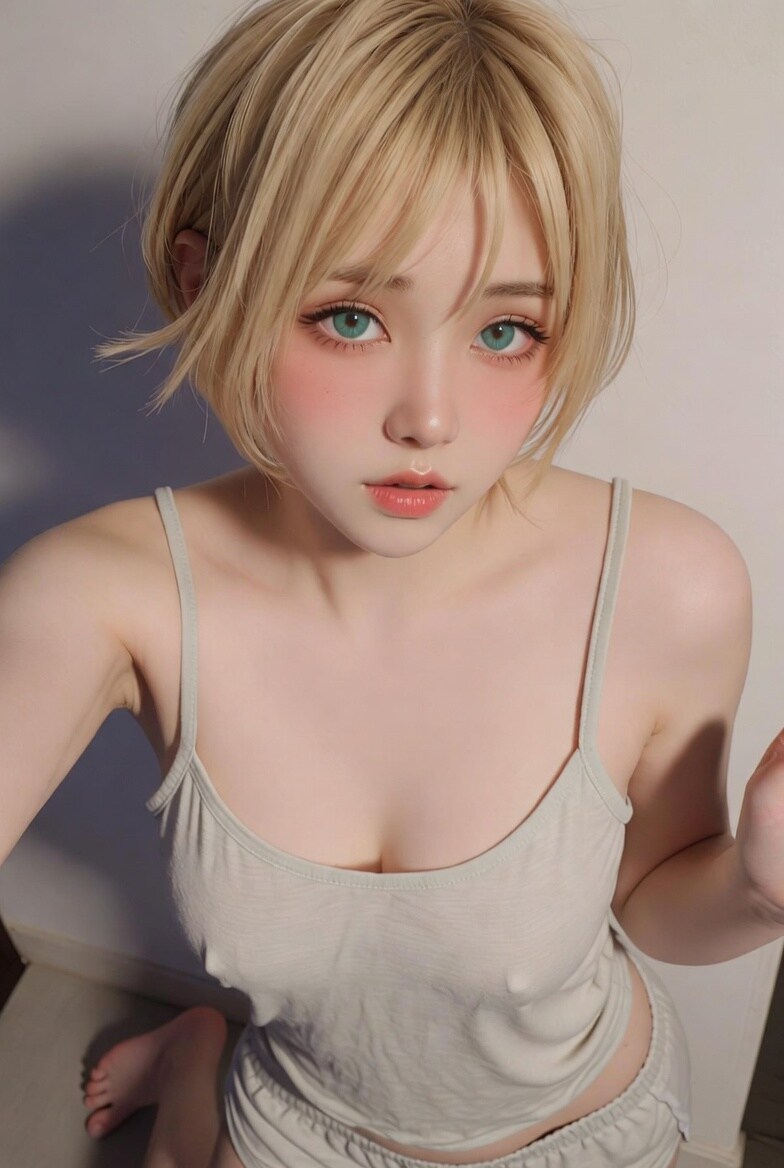 ブロンド薄着女子