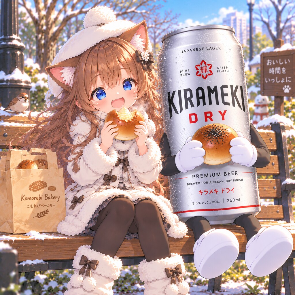 焼きたてのクリームパンを食べる小さな女の子